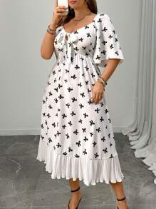 Celure Vestito oversize a maniche corte con fessure e ampia gonna