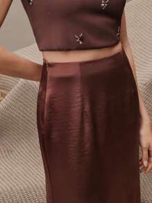 Anewsta Váy Maxi Cạp Cao Thanh Lịch Cho Nữ, Thích Hợp Cho Mùa Xuân, Mùa Hè, Thường Ngày Công Sở - Màu nâu  Mocha - Xem 5