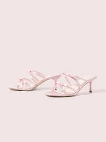 CUCCOO DOLLMOD Women Black PU Slide Sandals With Strap & Square Toe, Low Heels - Pink - View 9