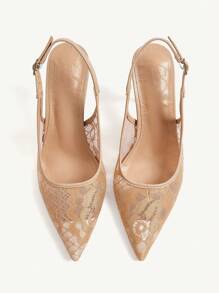 CUCCOO CHICEST Giày cao gót mũi nhọn thêu ren thanh lịch lãng mạn màu mơ cho nữ, thích hợp cho trang phục, đám cưới, tiệc tùng, hẹn hò trà chiều, sự kiện thời trang - Rỉ Nâu - Xem 9