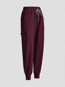 TaskEZ Simple Solid Color Cap Sleeve Top & Pants Nurse Scrub Uniform Set