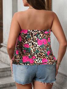 SHEIN LUNE Áo thun nữ họa tiết da báo quấn ngực xếp ly viền lưng thun thời trang thường ngày dự tiệc đi biển cho mùa hè, áo có tay, áo tốt nghiệp cho nữ, áo Bohemia cho nữ - trắng - Xem 2