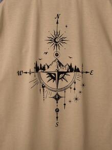 SHEIN Teen Boys' American Letter Print Khaki Casual Tank Top, Comfortable Chic Minimalist Versatile Soft Suitable For Daily, School, Travel, Sports, Beach Holiday