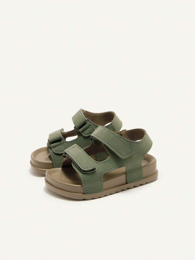 Cozy Pixies 1 Pair Kids Summer Casual Hook-And-Loop Green Military All-Match Fashion Versatile Boys Toddler Soft Bottom Flat Sandals - Army Green - View 4