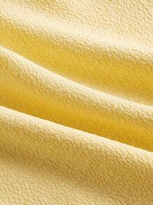 SHEIN MOD Solid Frill Trim Ruched Bust Ruffle Hem Yellow Cap Sleeves Double Hem Skort Romper