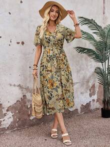 EMERY ROSE Summer Outfit Tropical Vacation Woman Clothes Women Midi Dresses - Multicolor - View 5