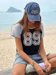 Jouncy Damen Lässig Raglan Kurzarm Rundhals T-Shirt, geeignet für Sommer Konzerte im Freien