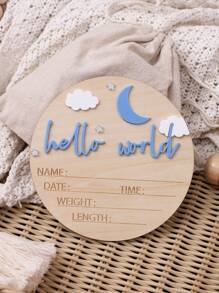 SHEIN Newborn Baby Milestone Wooden Plaque Decor, "Hello World" Infant Birth Announcement Sign - Multicolor - View 6