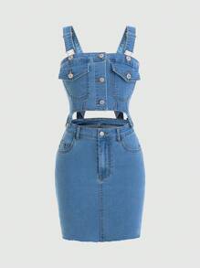 少女牛仔两件套服装