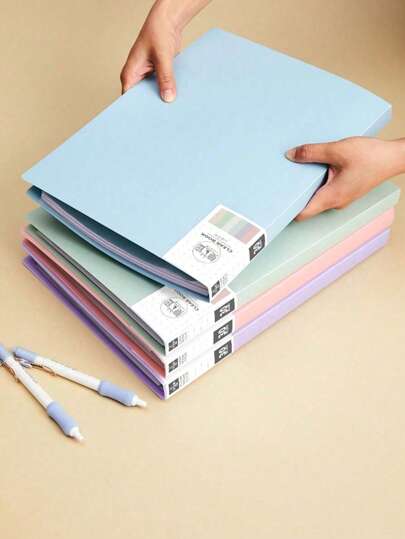 1pc Solid Color Multi-Layer A4 Document Folder With Transparent Pages For Paper & File Management, Large Capacity Storage Album,Back To School,School Supplies
