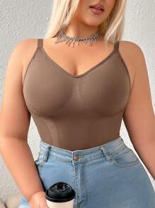 NudeFit 1 pieza Prenda moldeadora sin costuras talla grande para mujer con cinturilla y control de abdomen, diseño de cierre a presión en la Bottom para facilitar la colocación y quitado, se puede usar como prenda exterior