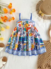 Travachic KIDS Vacation Matching Mother Daughter Dresses, Woven Ditsy Floral Sling Dress - White - View 2