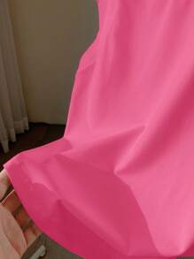 Comfortcana Women Simple Solid Color Round Neck Short Sleeve T-Shirt, Casual Summer Pink Top