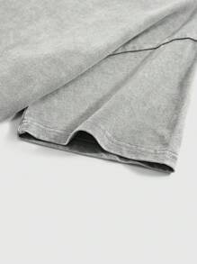 ROMWE MEN Casual 男士圆领短袖T恤，夏季时尚，2000年代风格 - 灰色 - 查看 4