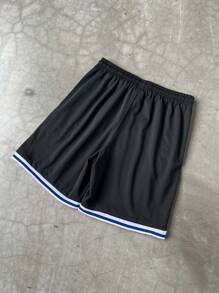 Aesthetic Post--Men's Casual Sports Letter Print Drawstring Waist Shorts, Summer ,Basketball Shorts, Chicago Shorts, Men S Basketball Short - Black - View 2