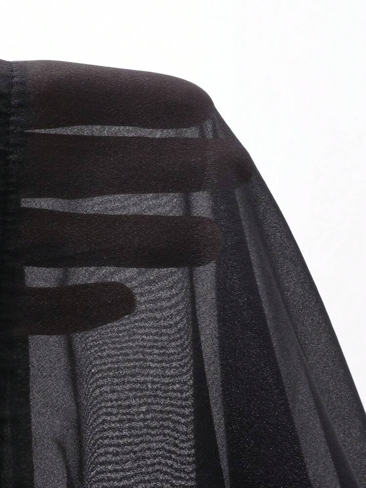 Women's Sheer Casual Bowknot Long Sleeve Blouse