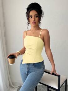 Elenzga 女士优雅褶皱设计吊带背心