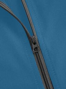 TaskEZ Contrast Color Scrub Uniform Jacket, Solid Long Sleeve Zipper, Fashion For Summer - Dusty Blue - View 4