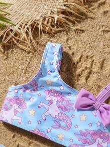 Random Print Baby Girls Fashion Two-Piece Swimsuit, Suitable For Summer - Multicolor - View 4