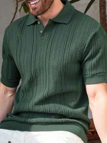 Manfinity CityGents Camisa tipo polo de manga corta y cuello casual de punto llana para hombre