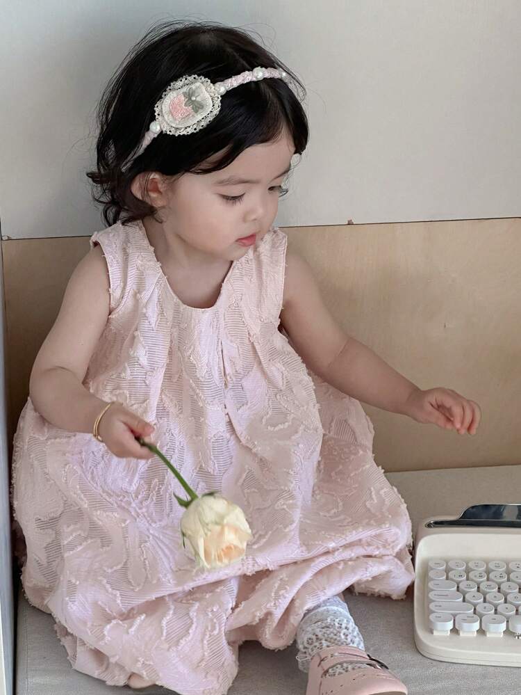 Baby Girls' Round Neck Elegant Party Balloon Sleeveless Dress Toddler Girls Clothes