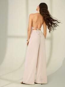 SHEIN Tall 女士两件套日常穿着套装，露背上衣和裤子