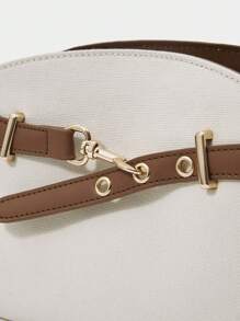 SHECARRY 女士可调节带扣单肩包 - 米色 - 查看 4