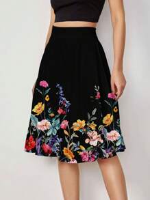 SHEIN Clasi Women Summer Casual Romantic Printed Hem Skirt Summer Outfits For Women Suitable For Going Out Chic Dress