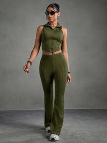 Streetz SHEIN Sport 女士运动套装 - 纯色无袖上衣和长裤