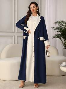 SHEIN Najma Ensemble cardigan ample à col large décontracté et simple, et débardeur rond unicolore, pour femmes, pudique