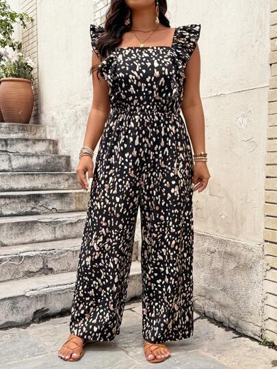 SHEIN LUNE Plus Size Strapless Square Neck Summer Jumpsuit