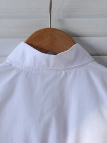 SHEIN Elladie kids 女孩夏季新款时尚优雅连衣裙，衬衫拼接设计配腰带，优雅 OL 通勤风格连衣裙 - 粉色 - 查看 7