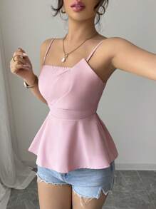 Elenzga Sommerurlaub Bohemian Style Taille Cinching Elegantes Damen Camisole - Pink - Übersicht 6