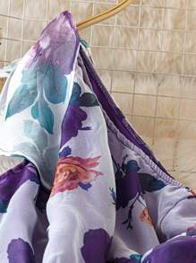 SHEIN LUNE Sifon Marime Plus Rochie Eleganta Romantica Asimetrica Decolteu Floral - Violet - Vizualizare 5