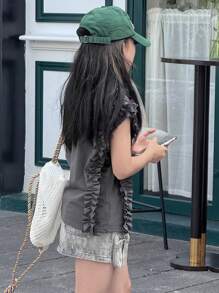 Dazy Kids Tween Girl T-Shirt, Fall Collection - Dark Grey - View 7