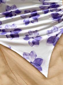 Soleia 全新优雅度假无袖上衣，女式针织印花背心，褶皱设计 - 彩色 - 查看 3