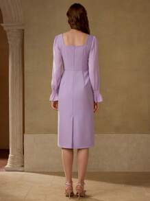 MOTF PREMIUM BUTTON DETAIL SPLIT HEM DRESS - Purple - View 3