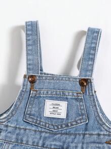 Cozy Pixies 男婴休闲贴袋工装牛仔连体裤，带多个口袋，儿童返校服装 - 淺色水洗藍 - 查看 4