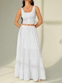 SHEIN Tall Women Two Pieces Outfits For Daily Wear - White - View 8