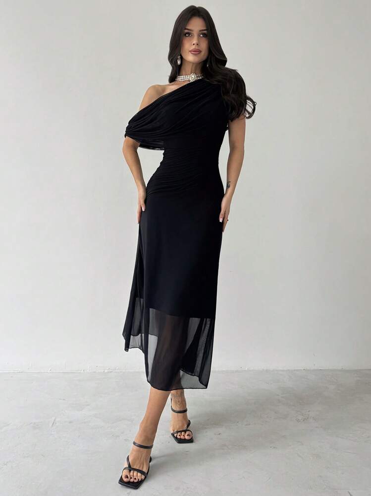 Firerie فستان محبوك ذو خصر منكمش وأكمام قصيرة أنيق...