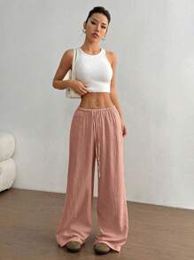 Flirla Women's Ultra Low-Rise Casual Straight Cotton Pants Fall Cloth For Women