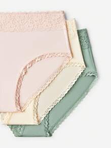 LUVLETTE 3-Pack High-Rise Airy Basic Cotton Girly Women's Underwear Briefs Panty Set