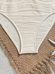 SHEIN 青少年女孩不对称分体连体泳衣，合身、休闲、舒适、运动风格