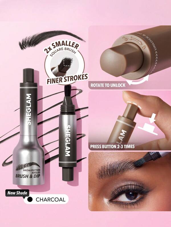 SHEGLAM Pincel Angular Brow-Fection Y Trazos De CarbóN LíQuido Tipo Cabello Eyeborw Eyeborw Gel Pen FáCil De Colorear Larga DuracióN Secado RáPido Modelado Natural Delineado Relleno Maquillaje De Cejas Marca Belleza Maquillaje CosméTico Para Mujeres NiñAs Perfecto Para OtoñO Invierno Ideal Para Y2K Elegante Moda Adecuado Para CumpleañOs Navidad Presente Fiesta Listo Mejor Color