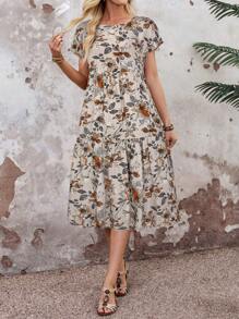 EMERY ROSE Women Floral Allover Print Mid-Length Casual Summer Vacation Dress - Multicolor - View 5