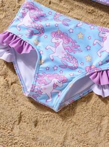 Random Print Baby Girls Fashion Two-Piece Swimsuit, Suitable For Summer - Multicolor - View 8