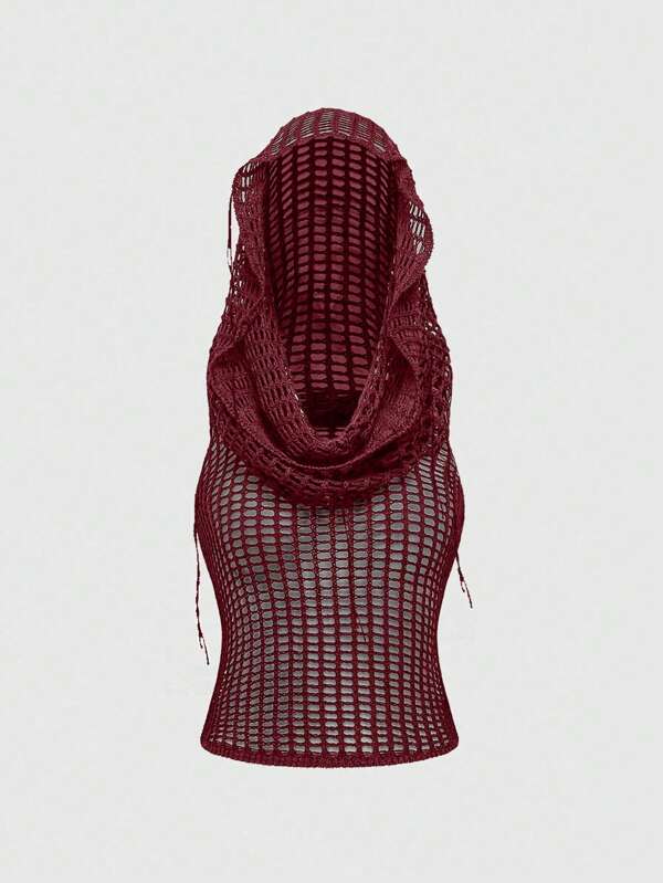 ROMWE Kawaii Pulover din tricot casual cu glugă Millennium Y2K