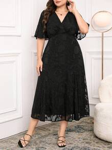 Modelyn Vestido de moda negro minimalista de estilo árabe para mujer de talla grande, adecuado para el verano - Negro - Ver 3