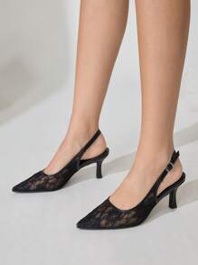 CUCCOO CHICEST أحذية نسائية موديل بوان سوداء من الدانتيل ذات كعب عالي مناسبة للذهاب إلى العمل والمواعيد والحفلات والتسوق والعطلات' - الأسود - مشاهدة 13