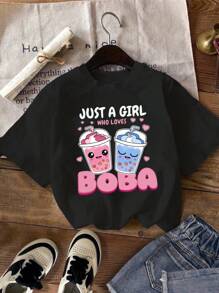 SHEIN Tricouri casual, minimaliste, cu model de desene animate, mai multe piese, potrivite pentru vară